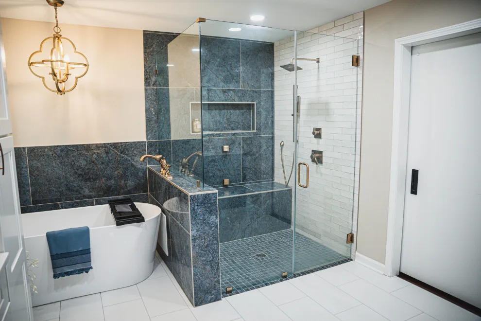 Coffee-Inspired Blue Bathroom Renovation by Callaway Homes Remodeling - Photo 16