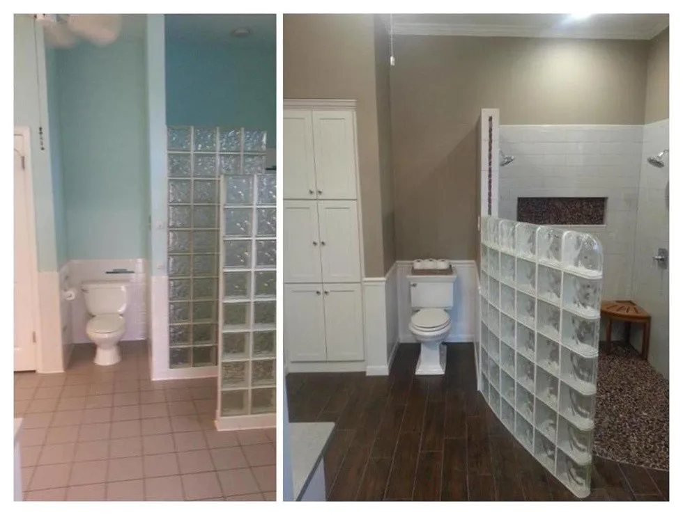 Boerne - Glass Block Shower Wall Transformation by Ballroom Baths & Home Design - Photo 3