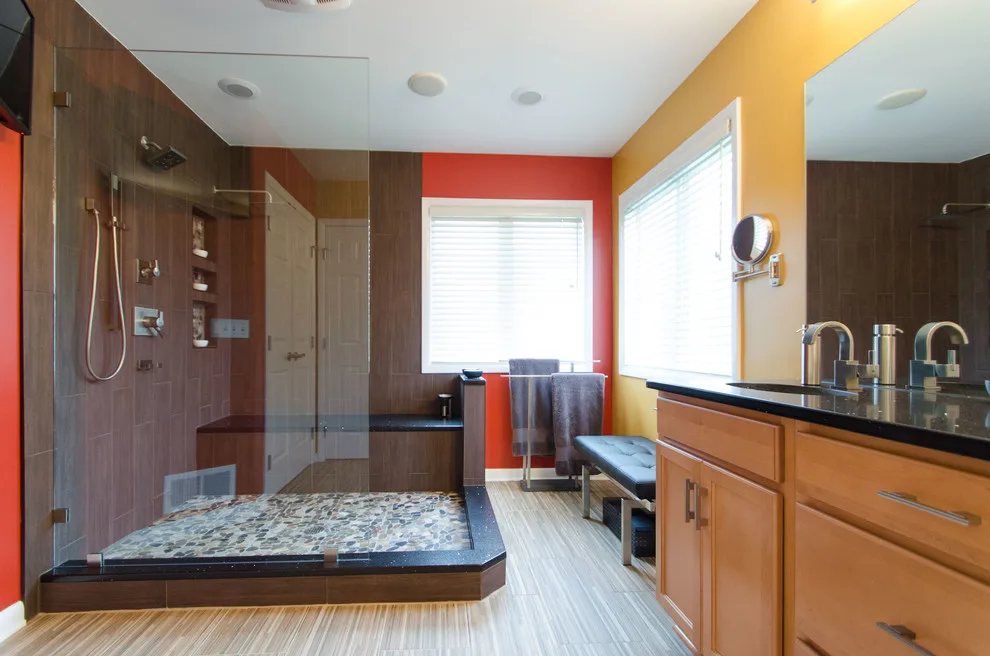 Vibrantly Styled Modern Master Bath by Inde Kitchen Remodelers - Photo 2