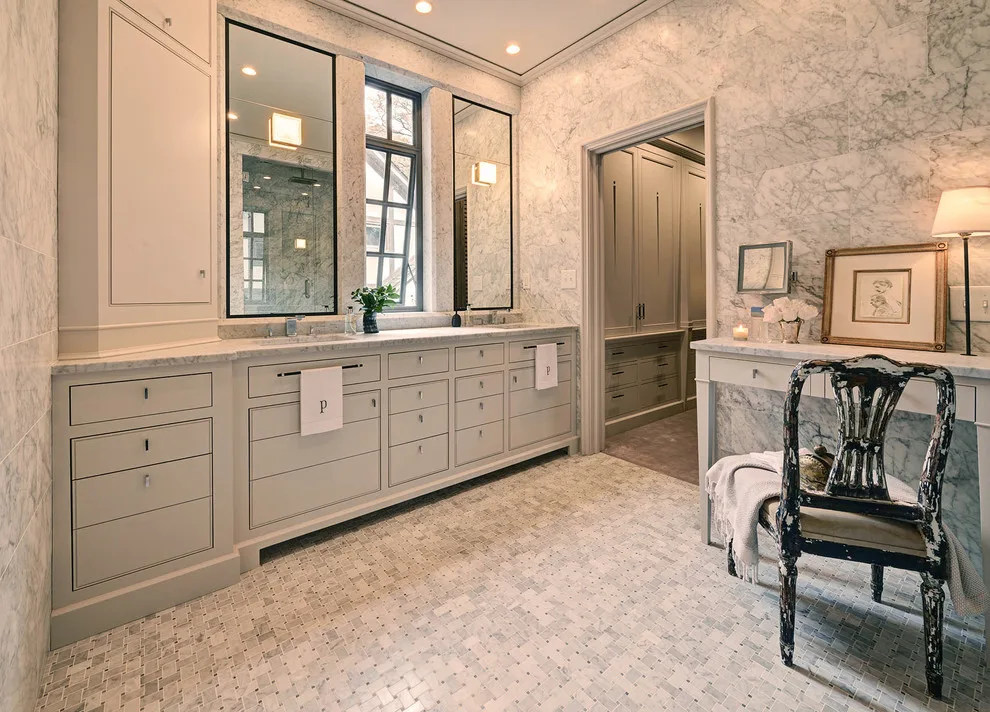 Contemporary Marble Bath by DeRhodes Construction - Photo 10