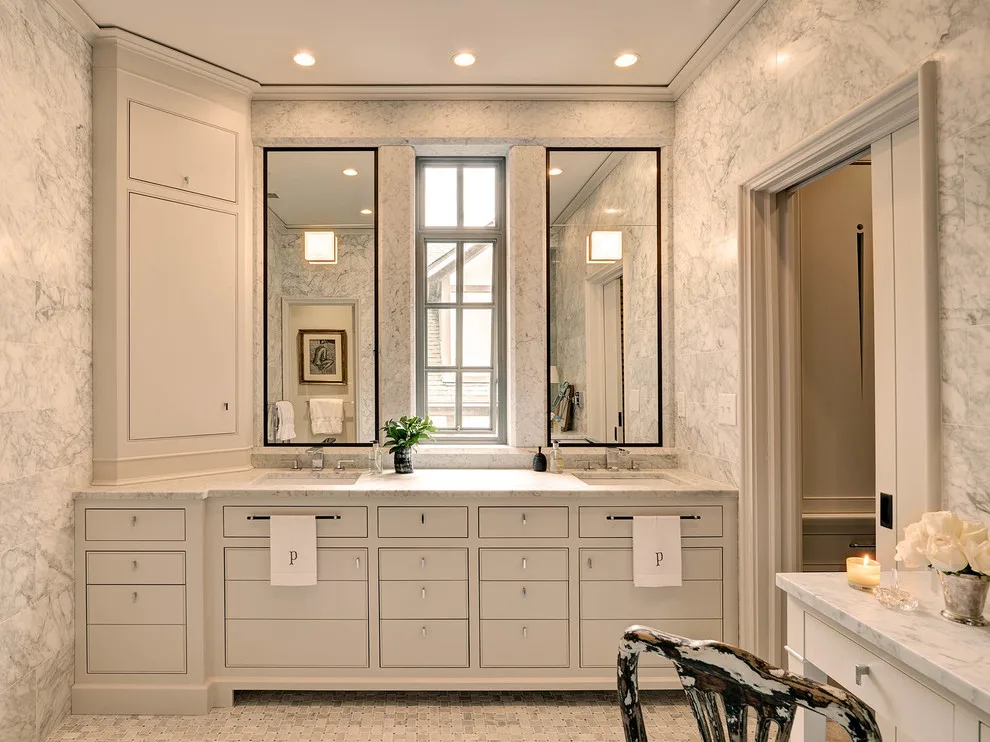 Contemporary Marble Bath by DeRhodes Construction - Photo 7