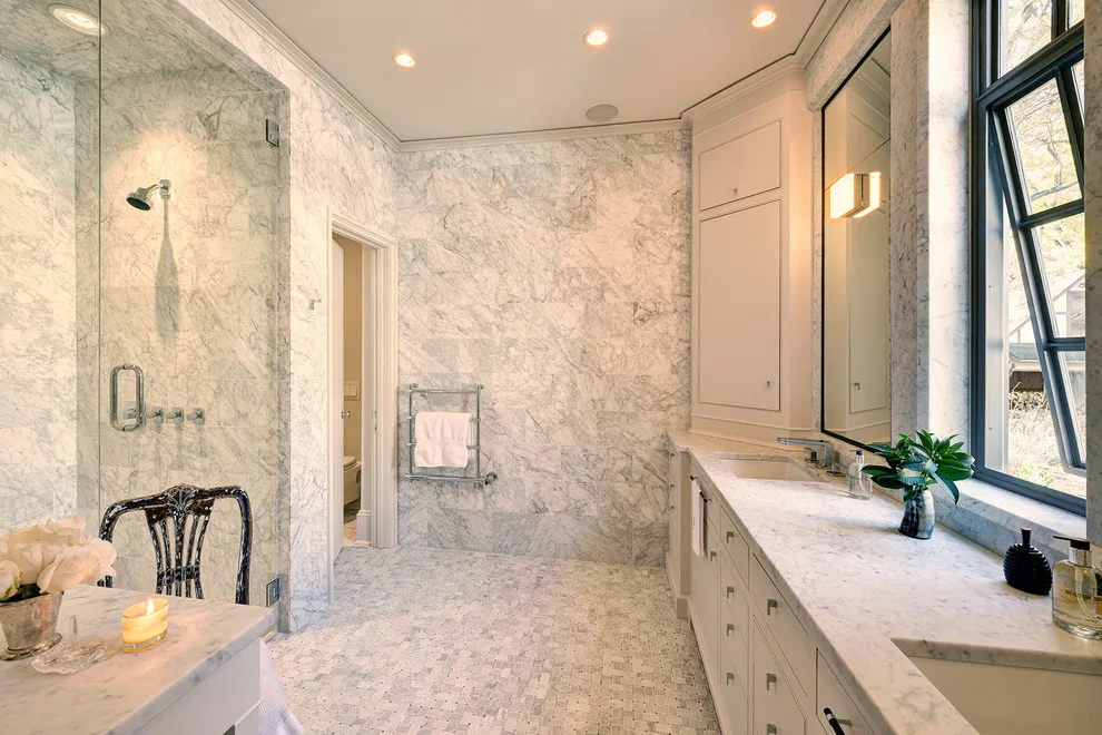 Contemporary Marble Bath by DeRhodes Construction - Photo 8