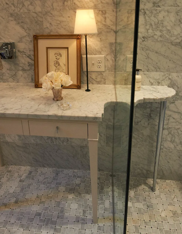 Contemporary Marble Bath by DeRhodes Construction - Photo 6