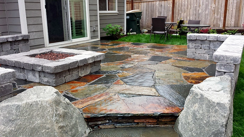 Flagstone - Back Patio with Firepit by Nature Perfect Landscape And Design - Photo 2