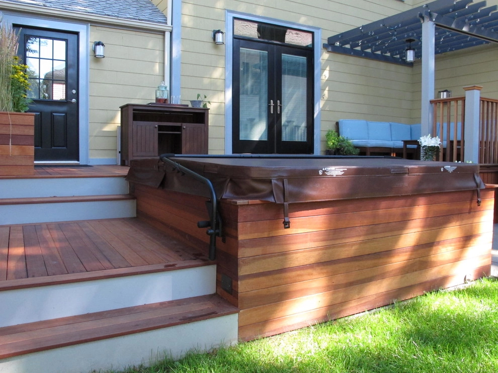 Jamaica Plain Entertaining Space and Built in Spa by Nilsen Landscape Design, LLC - Photo 9