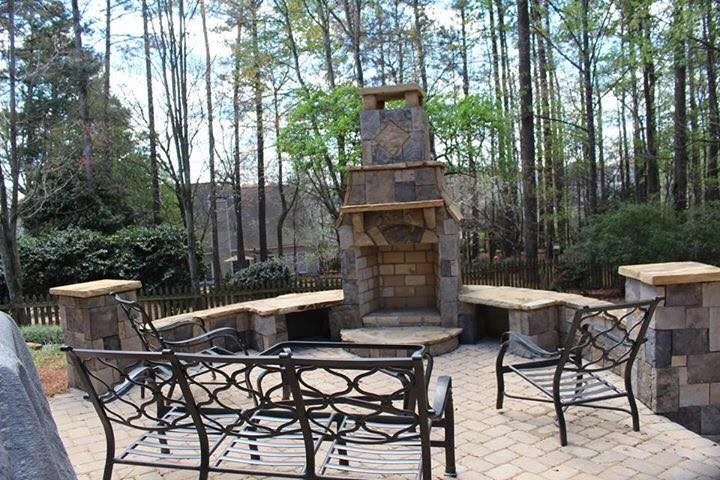Backyard Fireplace and Patio, Very Cool! by North Georgia Landscape Managemement LLC - Photo 3
