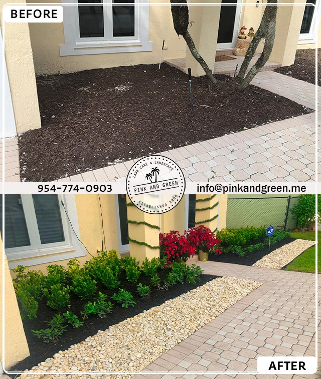 Landscape redesign in Weston, FL by Pink And Green Lawn Care And Landscape - Photo 2
