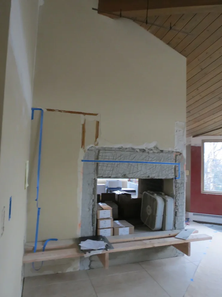 Dual-Faced Frank Lloyd Wright-Inspired Tiled Fireplace by Skyline Remodeling - Photo 8