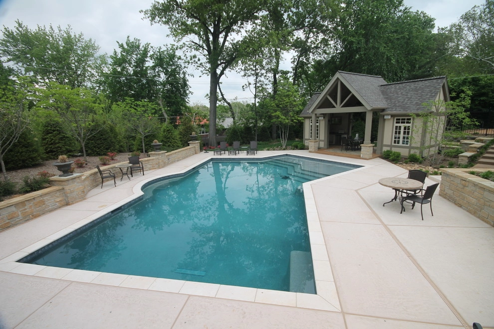 University City MO- Pool, Pool House, Kitchen & Fireplace by Poynter Landscape Architecture & Construction - Photo 12