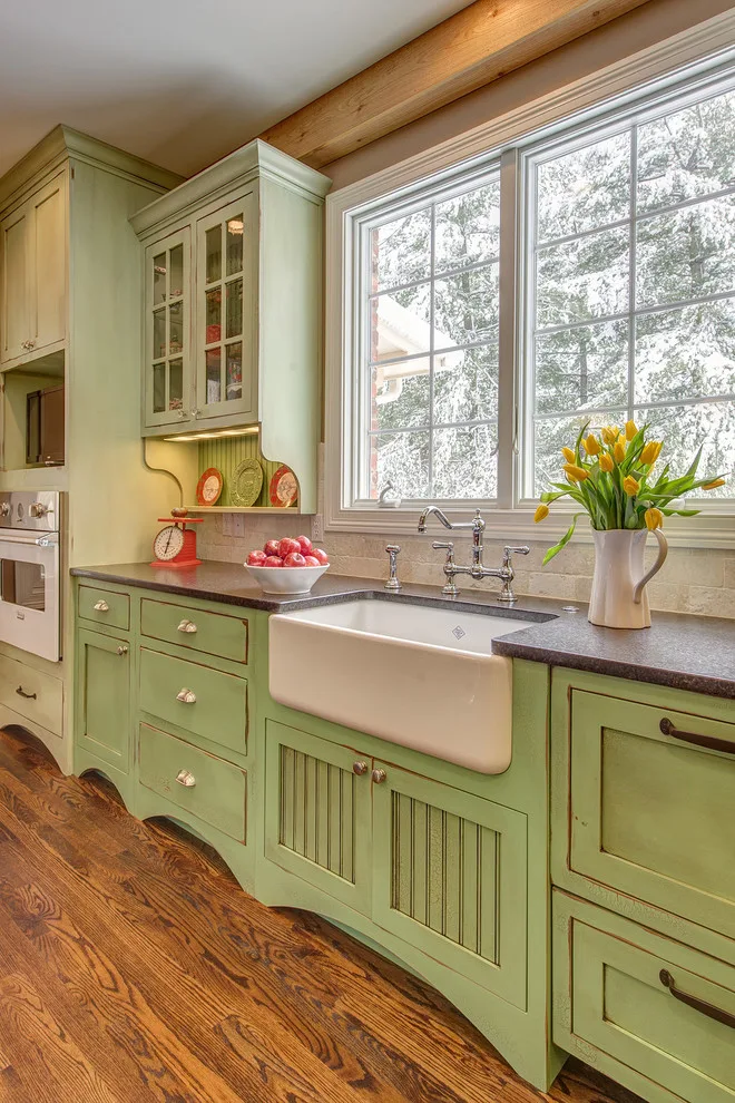 Retro Distressed Cabinets and Fusion Counter Kitchen by Lorrien Homes & Remodeling - Photo 2