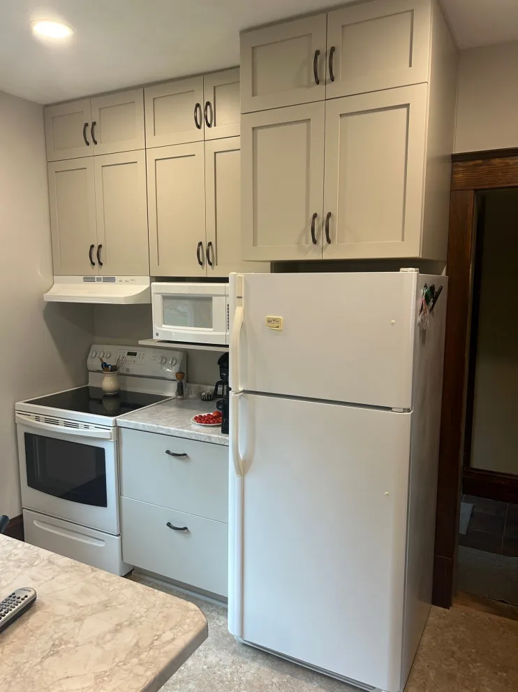 Kitchen Renovation Featuring New Morning Dew Colored Cabinets by Kitchen Solvers Of Eau Claire - Photo 3