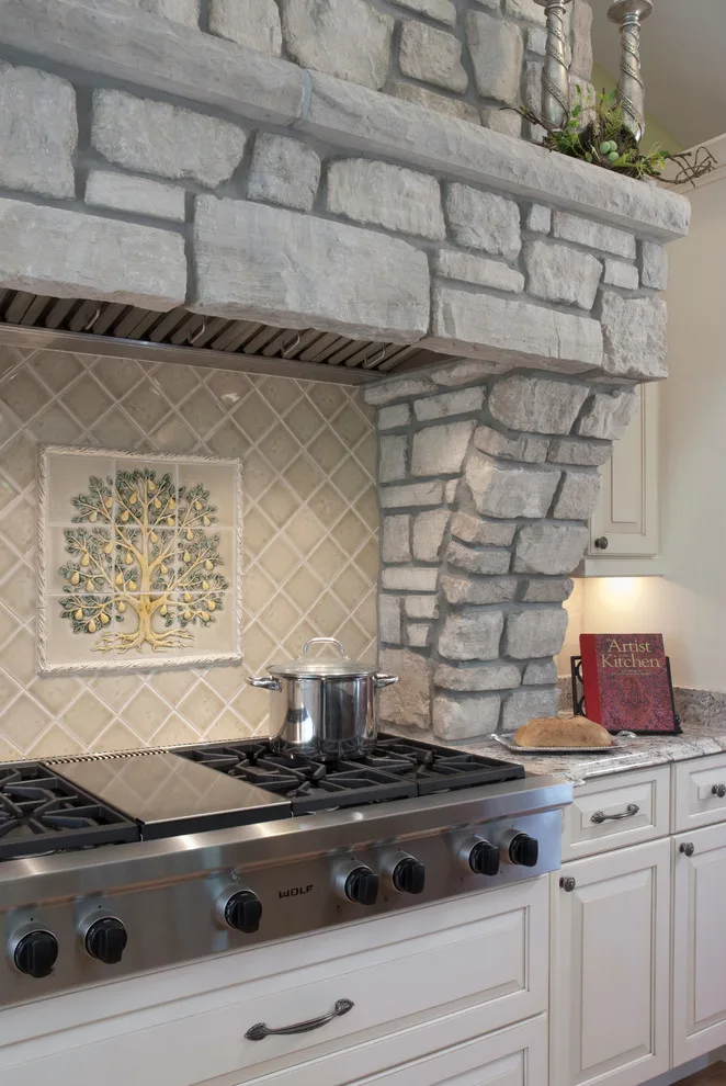Classic Kitchen with Large Stone Vent Hood by Lorrien Homes & Remodeling - Photo 3