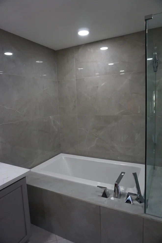 Soft Purple and Pink Master Bathroom Renovation by Amos Tile LV - Photo 4