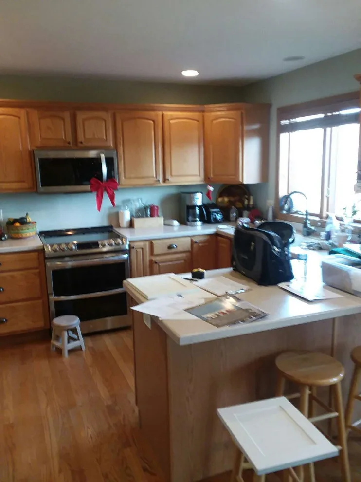 White Laminate Super Matte Finish Beveled Shaker Cabinet Refacing by Kitchen Solvers Of Madison - Photo 4