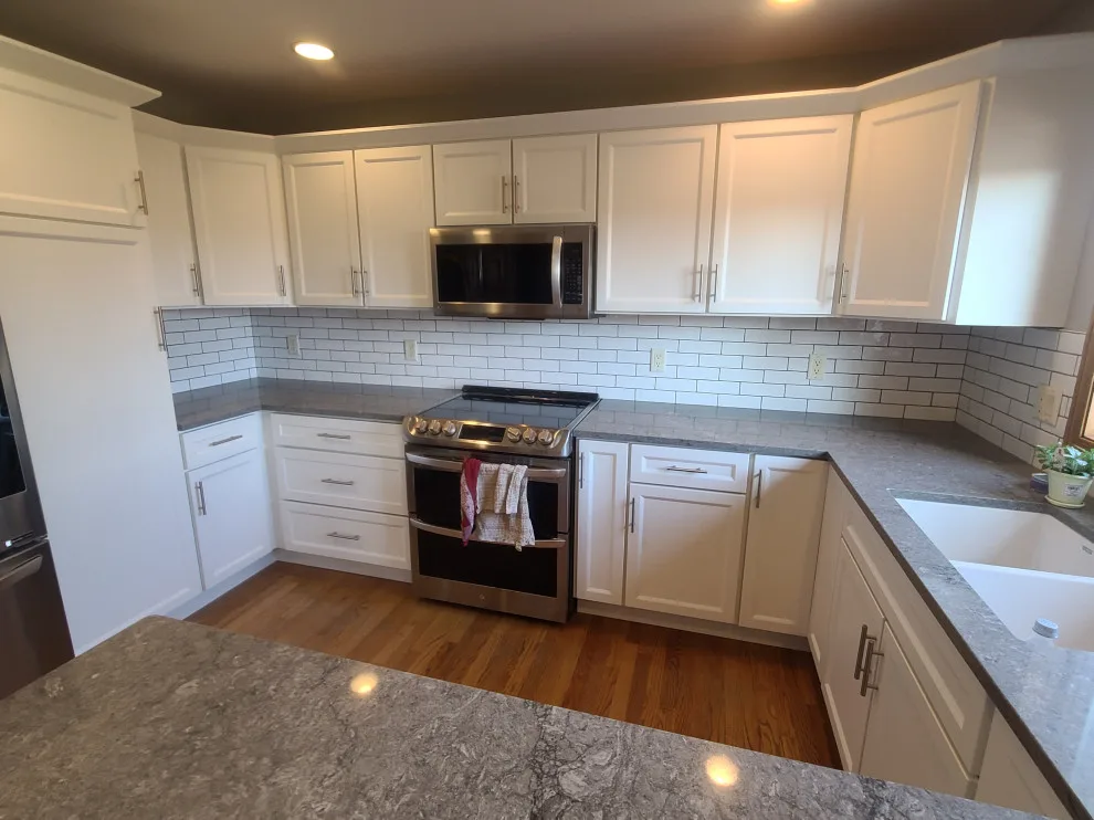 White Laminate Super Matte Finish Beveled Shaker Cabinet Refacing by Kitchen Solvers Of Madison - Photo 5