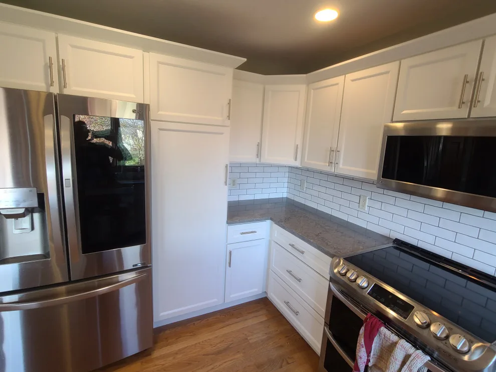White Laminate Super Matte Finish Beveled Shaker Cabinet Refacing by Kitchen Solvers Of Madison - Photo 7