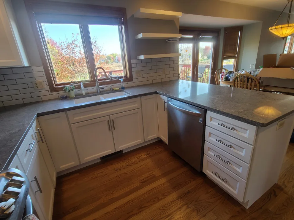 White Laminate Super Matte Finish Beveled Shaker Cabinet Refacing by Kitchen Solvers Of Madison - Photo 3