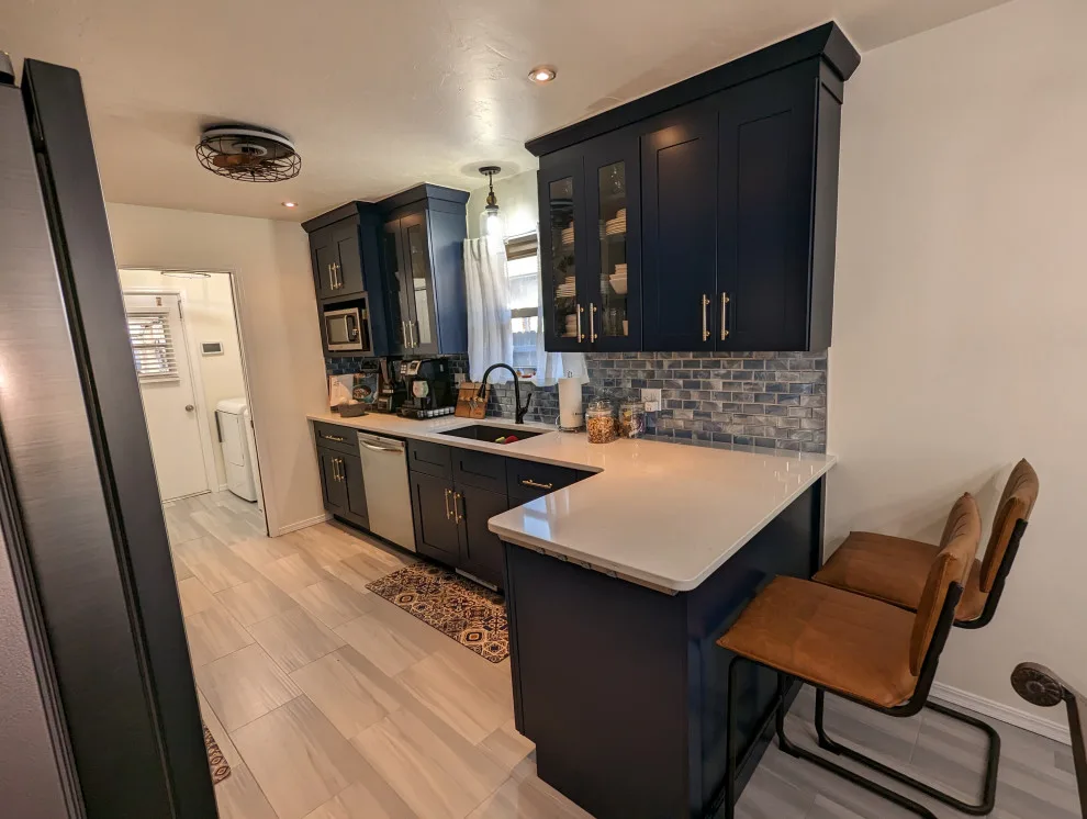 Mythic Blue Cabinets Kitchen Renovation Complete by Kitchen Solvers Of Oklahoma City - Photo 8