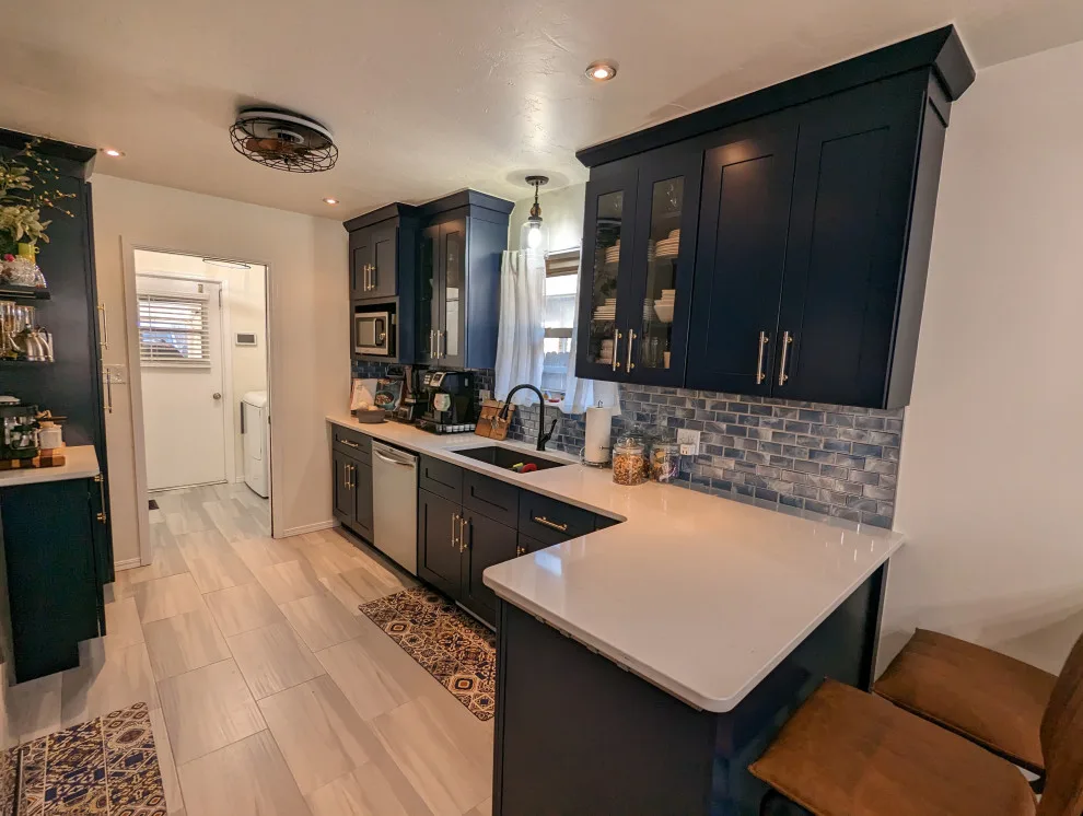 Mythic Blue Cabinets Kitchen Renovation Complete by Kitchen Solvers Of Oklahoma City - Photo 4