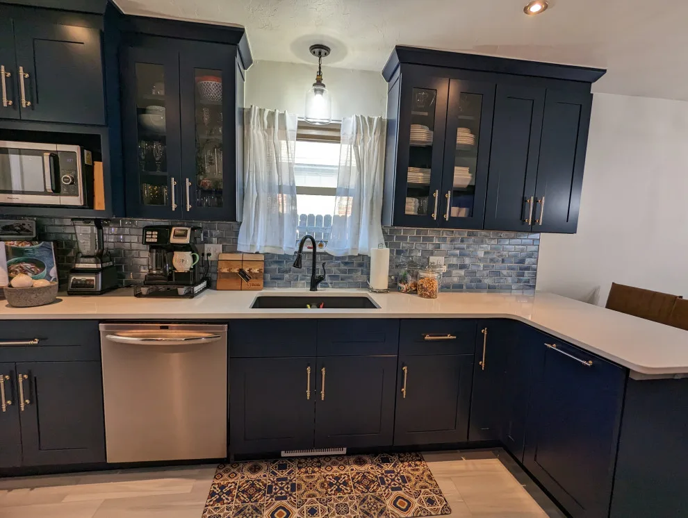 Mythic Blue Cabinets Kitchen Renovation Complete by Kitchen Solvers Of Oklahoma City - Photo 6