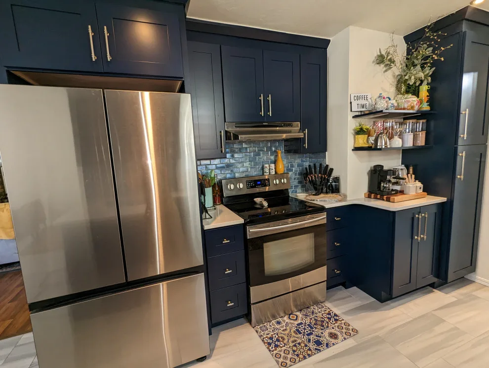 Mythic Blue Cabinets Kitchen Renovation Complete by Kitchen Solvers Of Oklahoma City - Photo 7