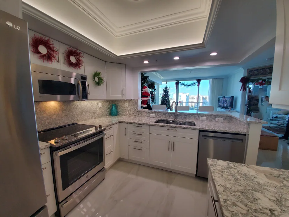 Satin White Transitional Kitchen Renovation by Kitchen Solvers Of Fort Lauderdale - Photo 2