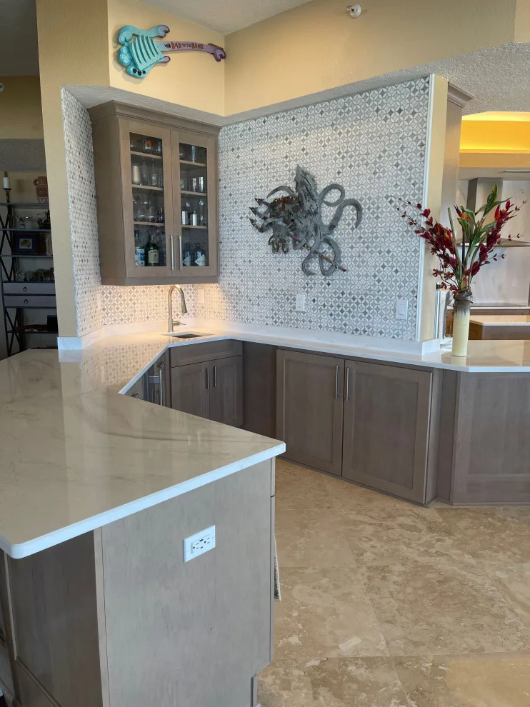 Warm Grey Cabinet Transitional Kitchen Renovation by Kitchen Solvers Of The Gulf Coast - Photo 2