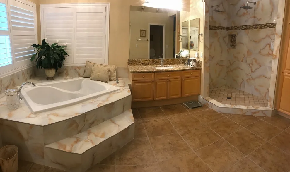 dual bathroom renovations by Amos Tile LV - Photo 2