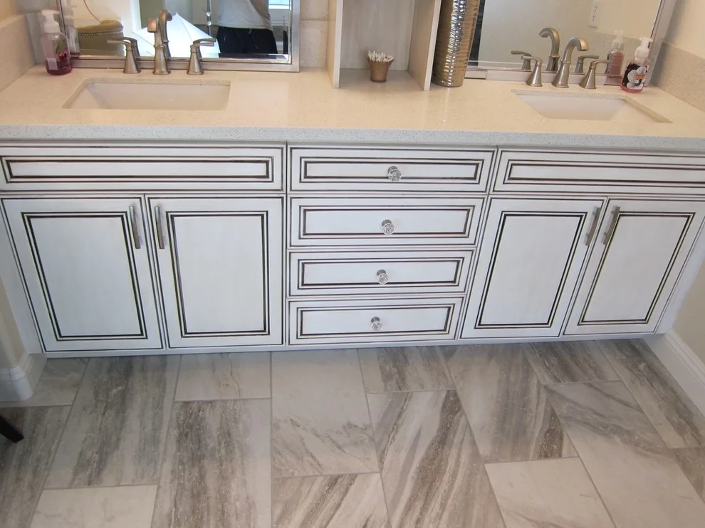 Grey and White Bathroom Renovation by Amos Tile LV - Photo 3