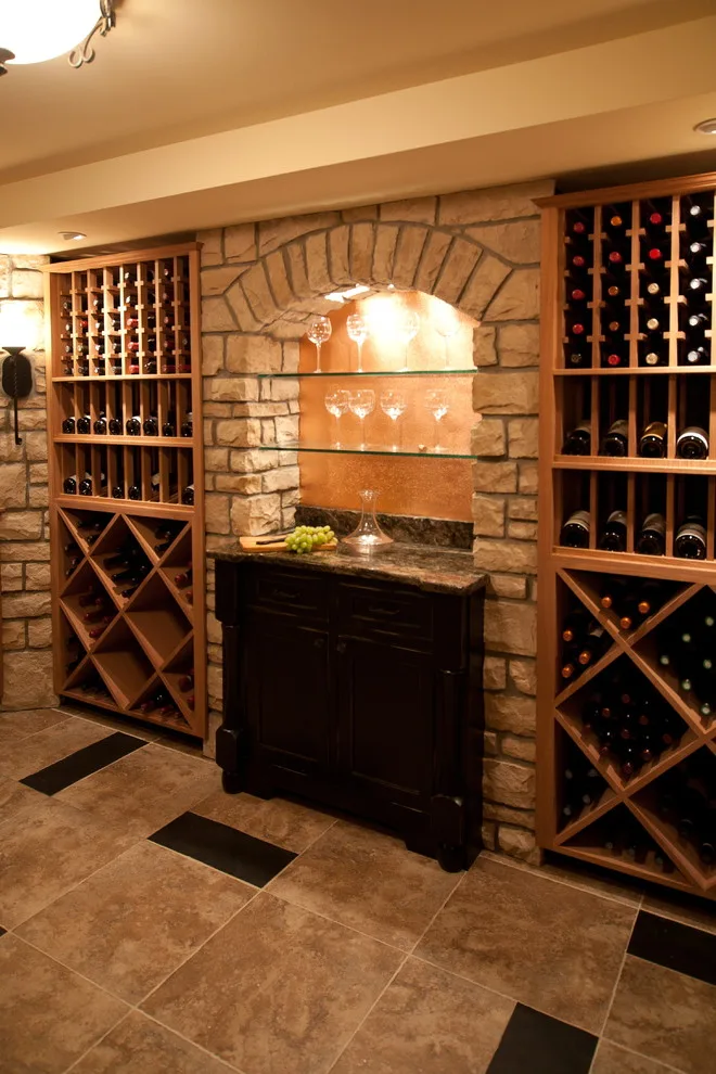 Wine Vault with Slate, Mahogany, and Stone Features by Lorrien Homes & Remodeling - Photo 2