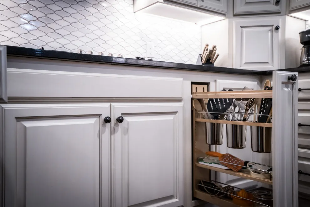 Transitional Monochrome Kitchen by Heritage Renovations - Photo 8