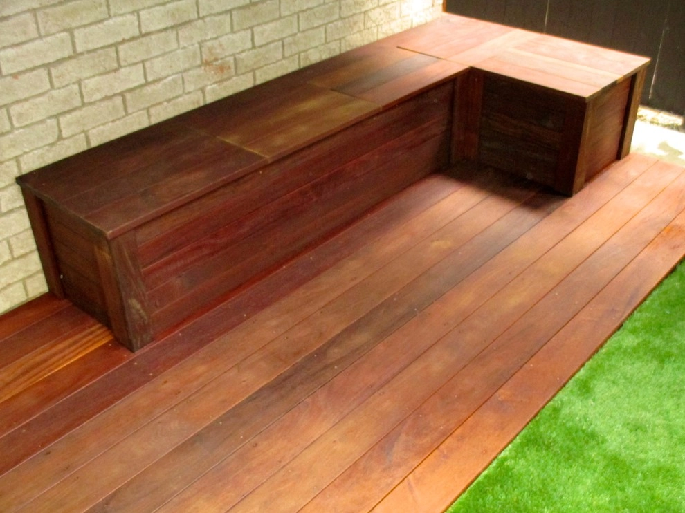 Ipe Deck & Seat Storage | Sand Box + Artificial Turf by RugZoom Synthetic Grass & Landscaping - Photo 6