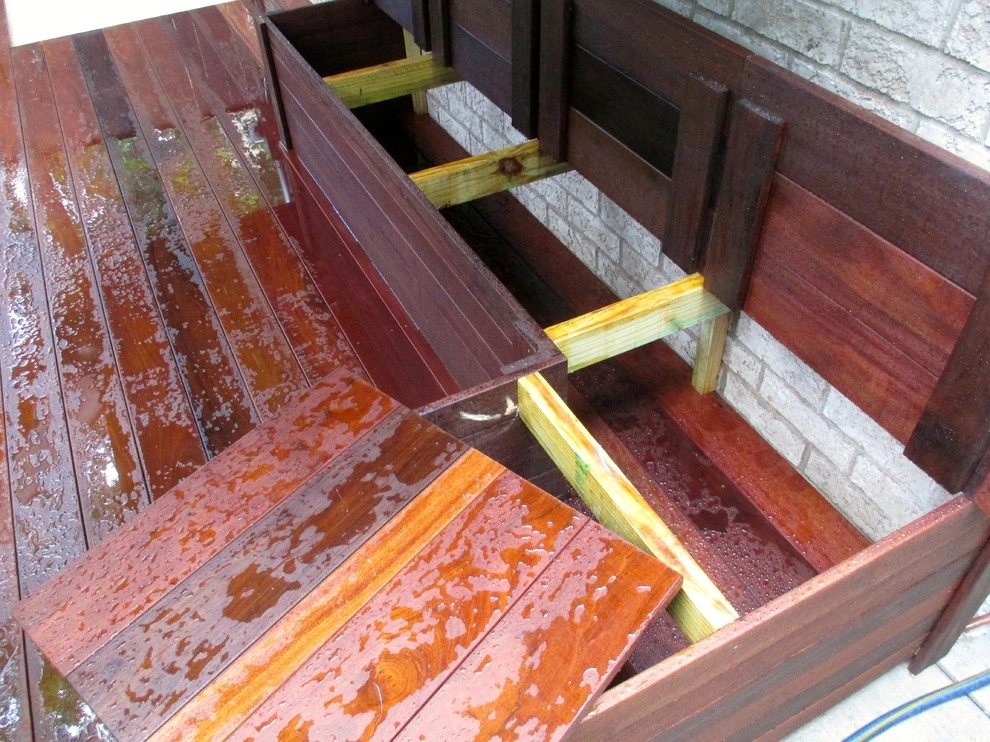 Ipe Deck & Seat Storage | Sand Box + Artificial Turf by RugZoom Synthetic Grass & Landscaping - Photo 7