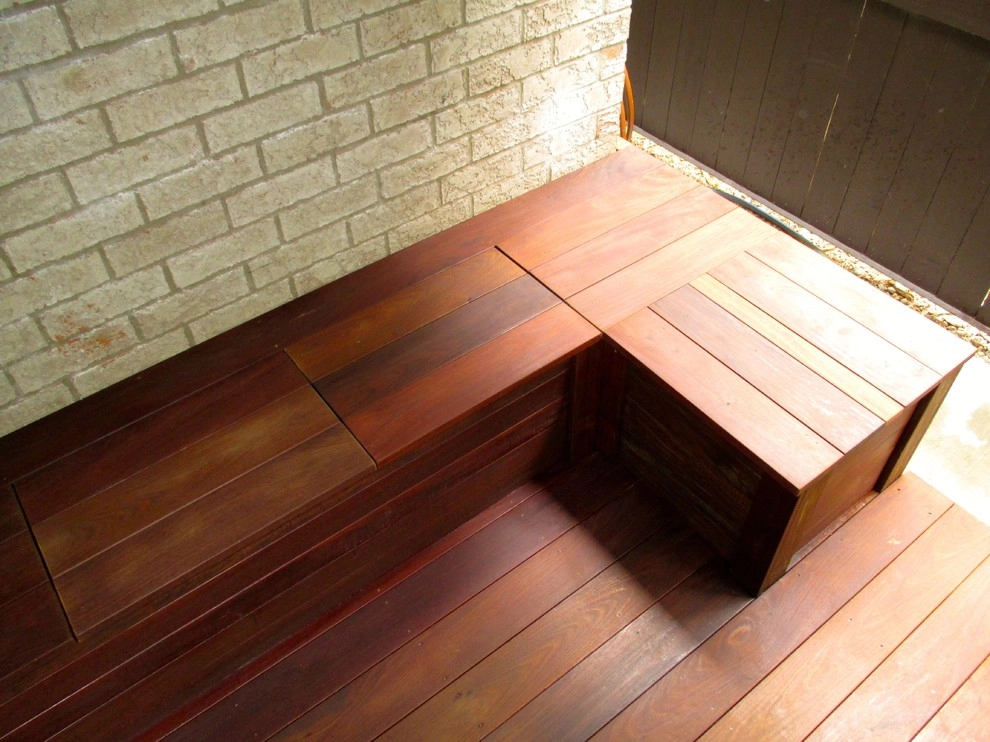 Ipe Deck & Seat Storage | Sand Box + Artificial Turf by RugZoom Synthetic Grass & Landscaping - Photo 3