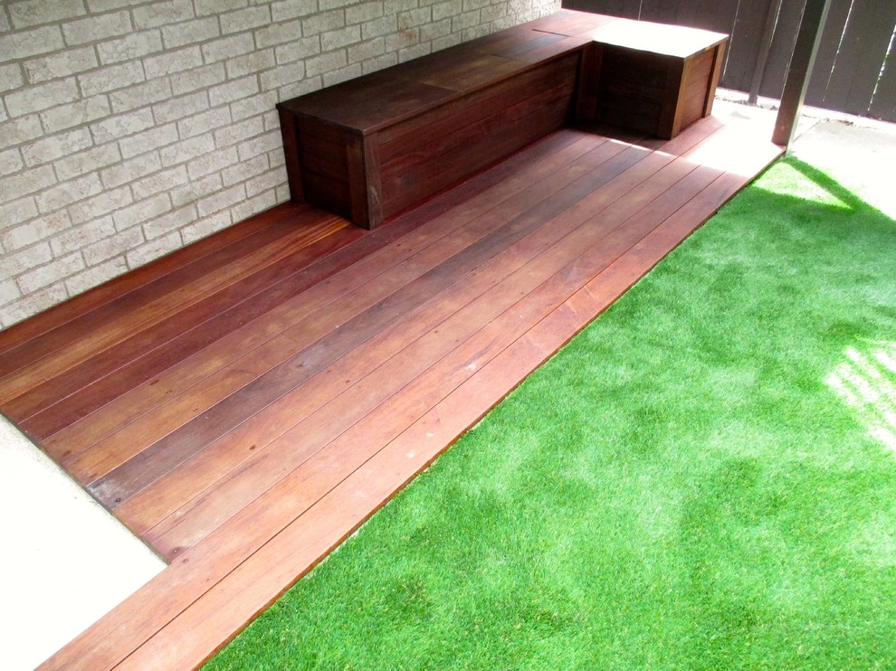 Ipe Deck & Seat Storage | Sand Box + Artificial Turf by RugZoom Synthetic Grass & Landscaping - Photo 10