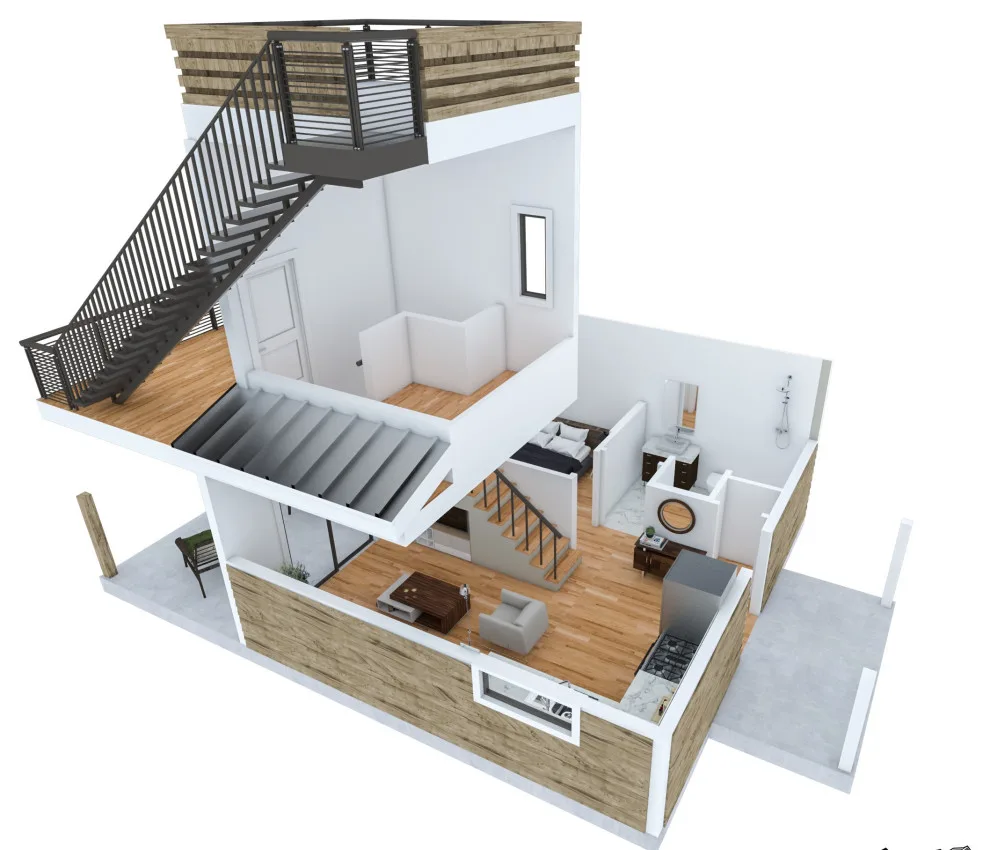 Distinctive 600 SQFT Two-Story Tiny House with Rooftop Deck by Small House Solutions - Photo 2