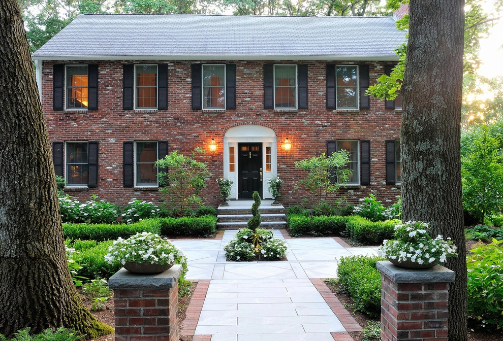 Winchester, MA -Formal Front Entry by Sallie Hill Design, Landscape Architect - Photo 3