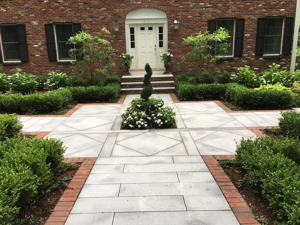 Winchester, MA -Formal Front Entry by Sallie Hill Design, Landscape Architect - Photo 2