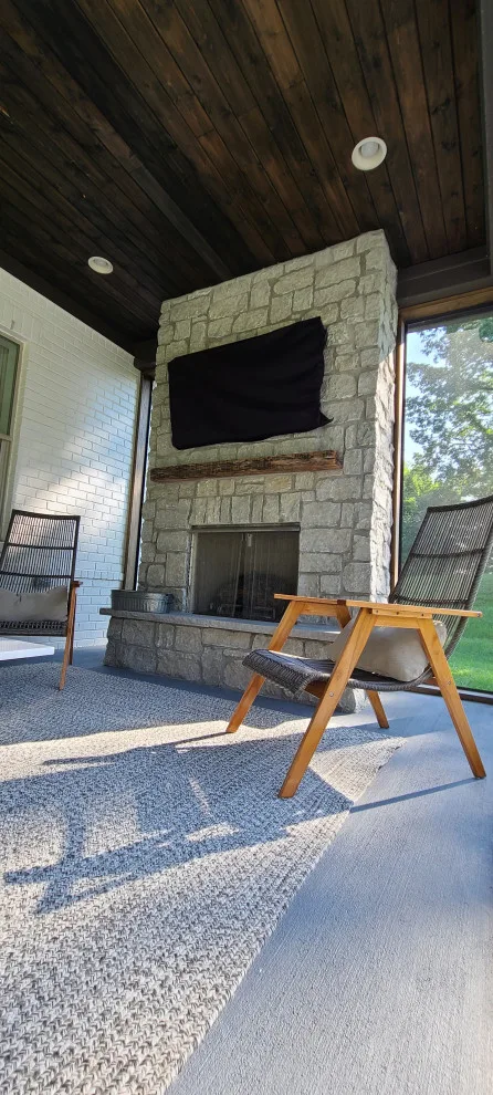 Bespoke fireplace, masonry, and screened porch by Stratton Exteriors - Photo 20