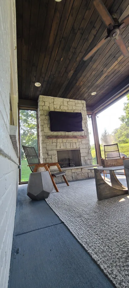Bespoke fireplace, masonry, and screened porch by Stratton Exteriors - Photo 21