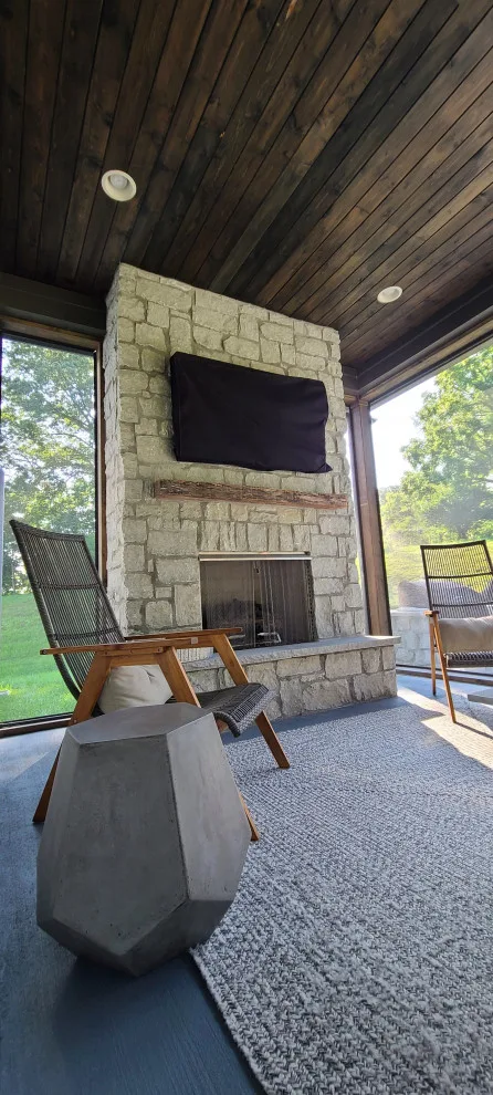 Bespoke fireplace, masonry, and screened porch by Stratton Exteriors - Photo 8