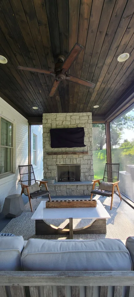 Bespoke fireplace, masonry, and screened porch by Stratton Exteriors - Photo 18