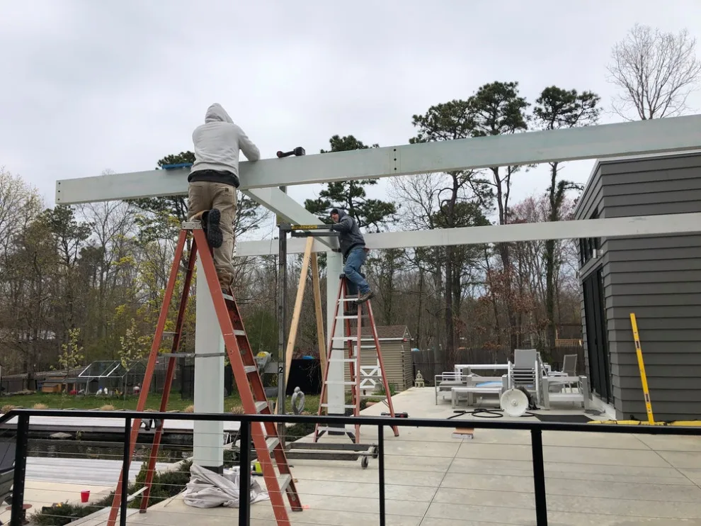 Contemporary Pergola Design, Miller Place, NY by Long Island Creative Contracting - Photo 3