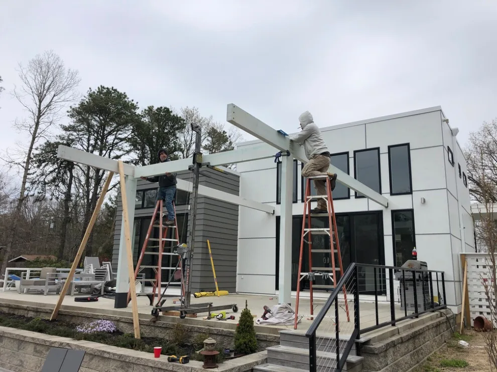 Contemporary Pergola Design, Miller Place, NY by Long Island Creative Contracting - Photo 2