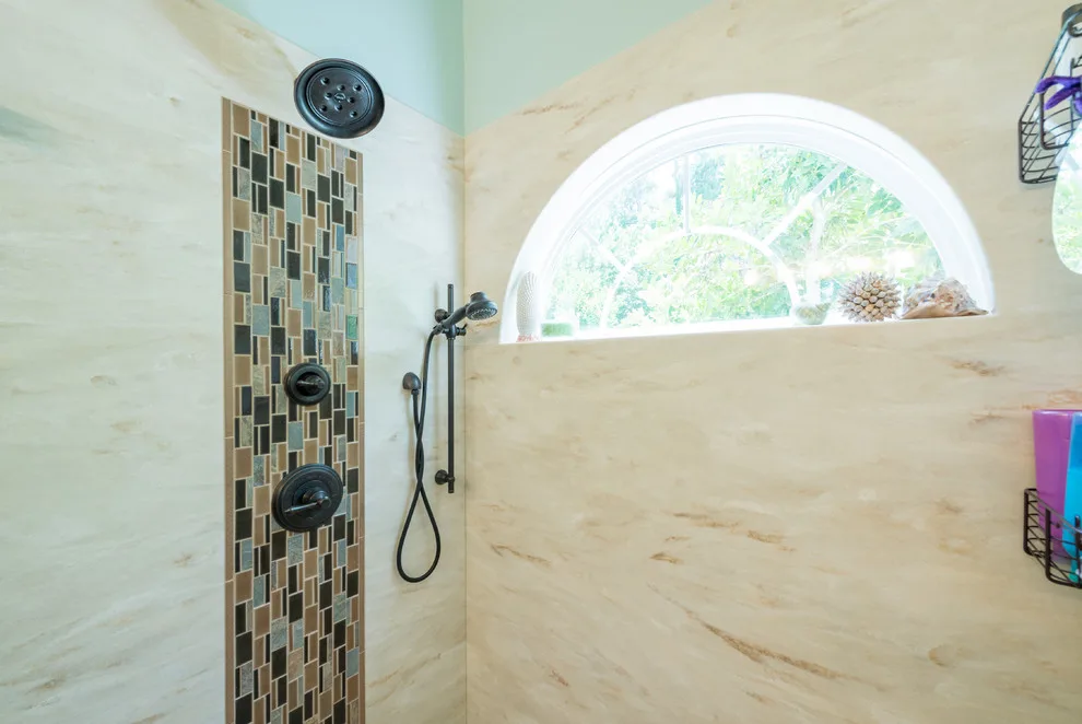 Bespoke Solid Surface - Corian® Shower (Witch Hazel) by First Choice Home Remodeling - Photo 3