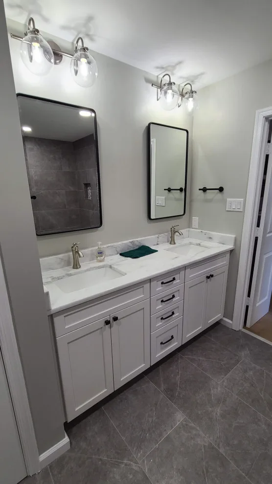 Modern Dove Grey Bathroom Renovation by Vm Home Improvement LLC - Photo 2