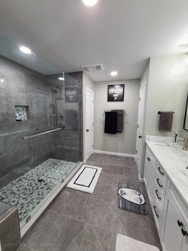 Modern Dove Grey Bathroom Renovation by Vm Home Improvement LLC - Photo 7