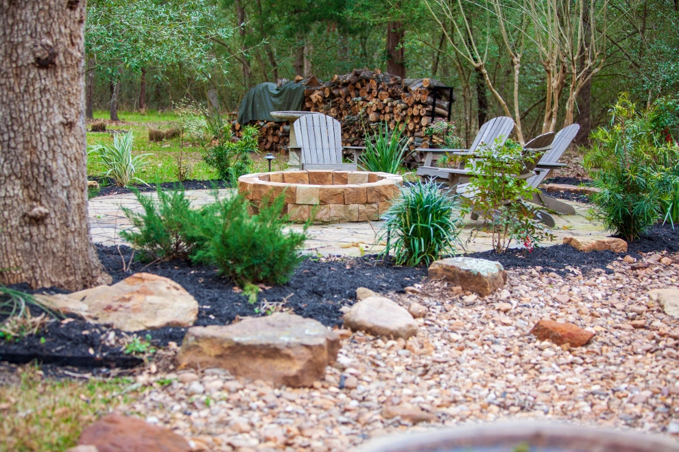 Flagstone Path and Seating Area, Sandstone 6X6 Firepit, Custom Cedar Pergola by Sunrise Landscapes - Photo 3