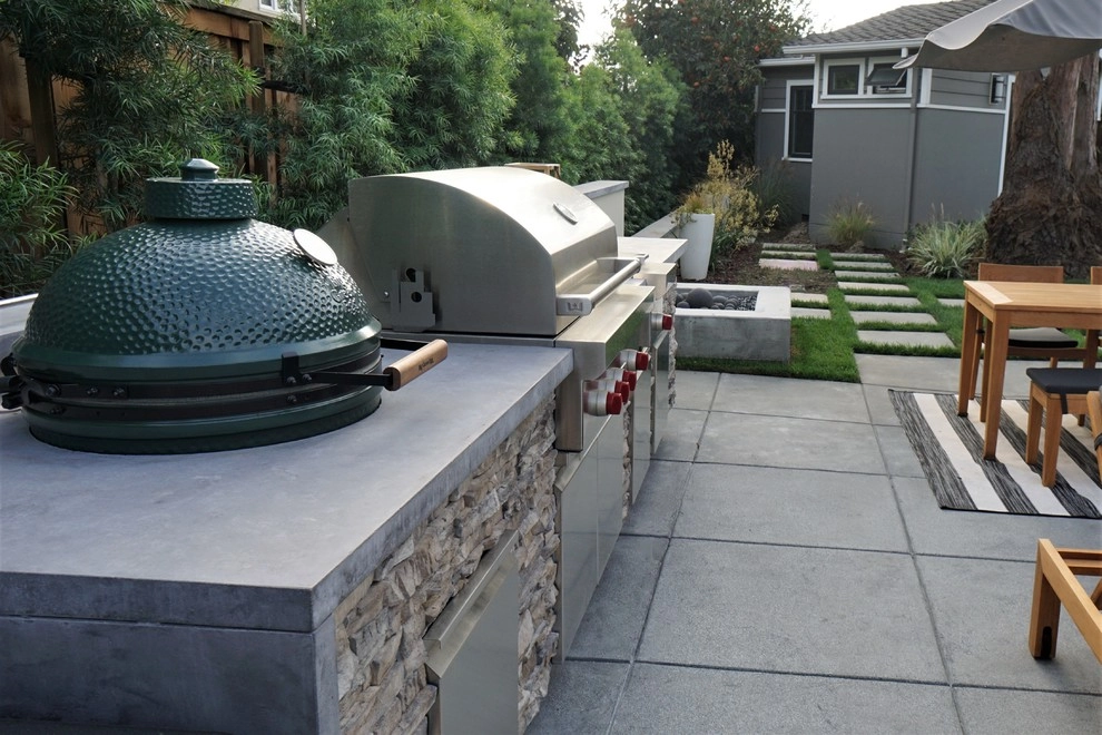 Pool and Outdoor Kitchen with BBQ and Big Green Egg by T.H.Norton Landscape Architecture, Inc. - Photo 5
