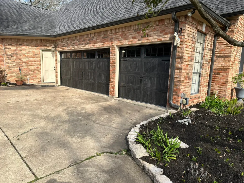 Carbon Oak Wood Accent Garage Door with Stamped Carriage Design by My Garage And Gates - Photo 3